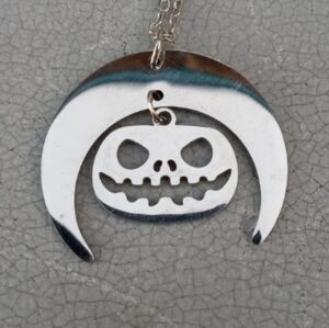 ❤️ 2/$20 Stainless Steel Pumpkin Moon Dangle Necklace NWT Style 4
